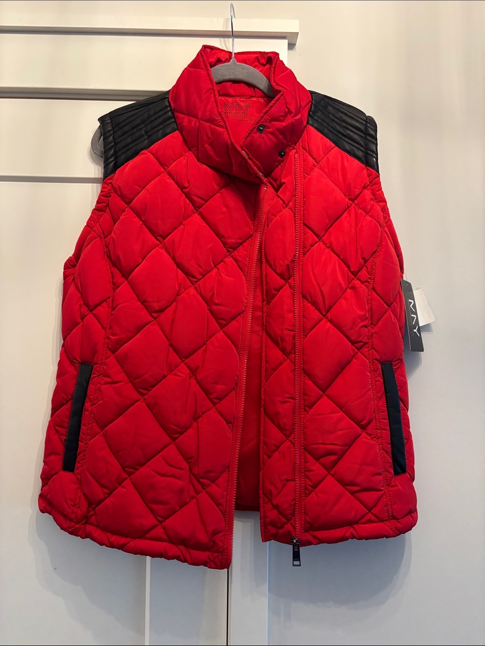 Marc New York Red Quilted Vest with Black Trim